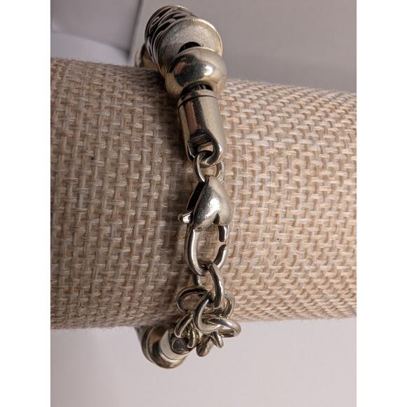 Brighton Scrollwork Silver Tone Barrel Bracelet 8 Inch Adjustable - Picture 2 of 7